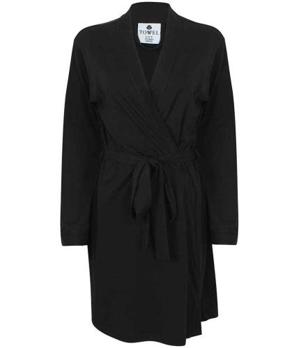 Towel City Ladies Cotton Wrap Robe - BLK - XL